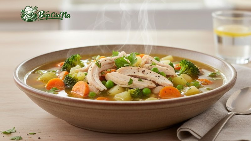 Súp ức gà rau củ