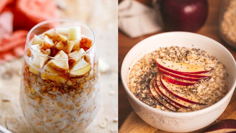 Overnight oats táo quế ấm áp
